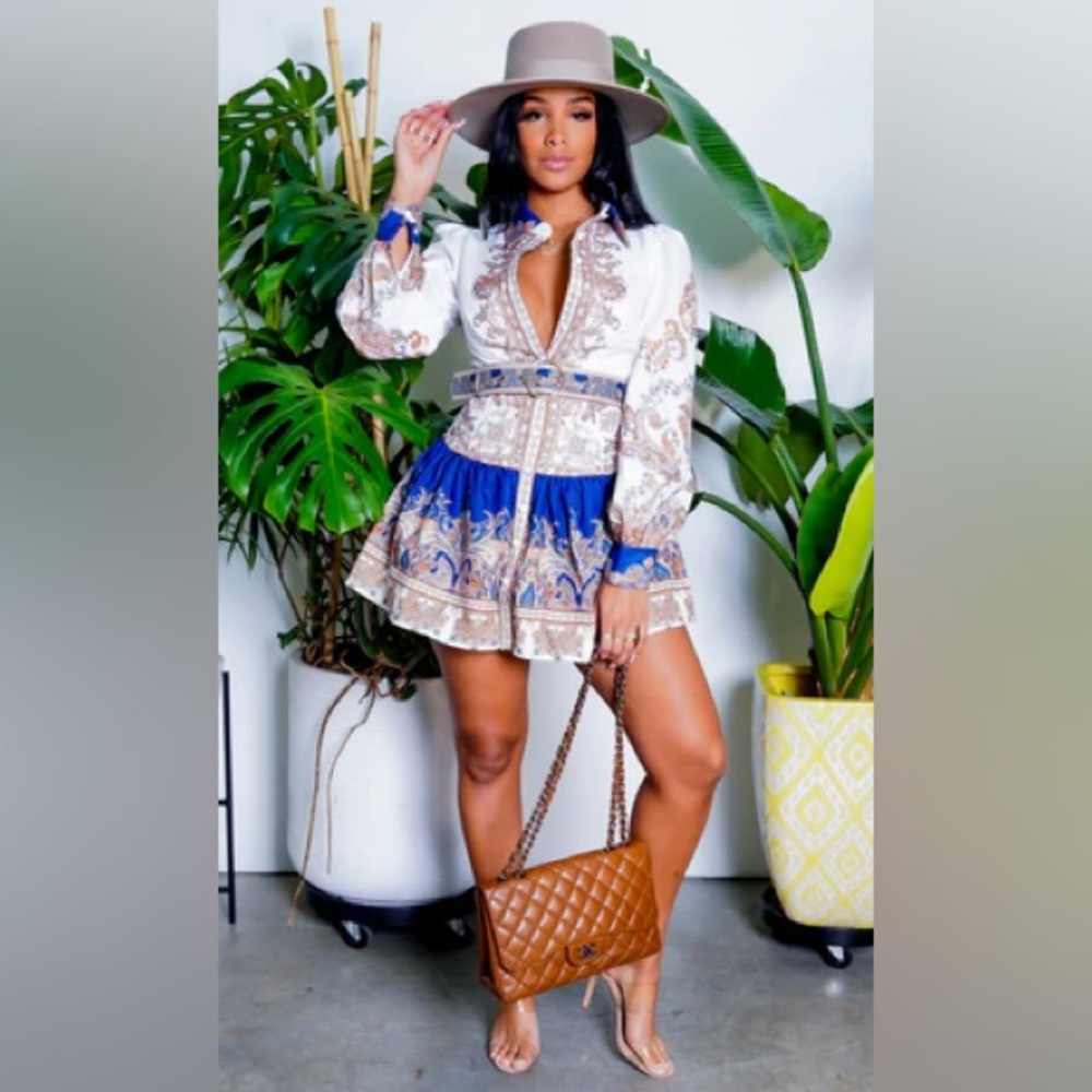 Tea Time Long Sleeve Mini Dress
